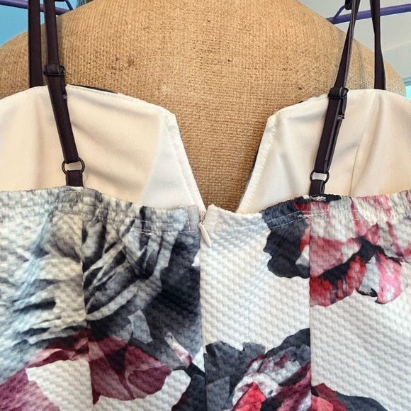 STRAPPY ROSE HALTER DRESS WITH - Red- Pink/ Gray/Black W/ White Backing - Picture 6 of 13